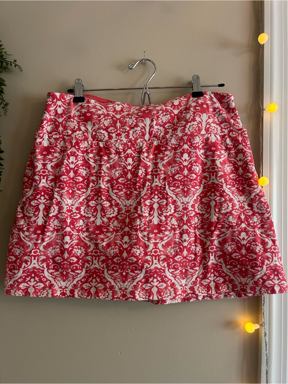Coral and White Women’s Skirt with shorts under